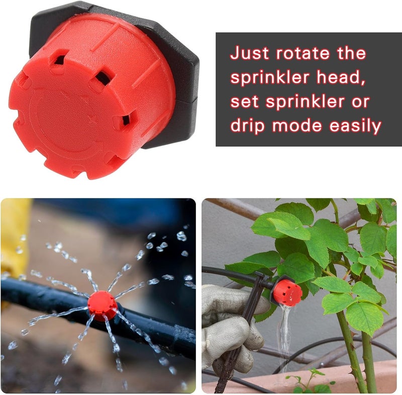 AUGHOA 120 PCS Irrigation Drippers Sprinklers,1/4 Inch Drip Emitters, 360 Degree Adjustable Flow Dripper, 8-Hole Irrigation Nozzles for Flower Plant Watering System - Image 3